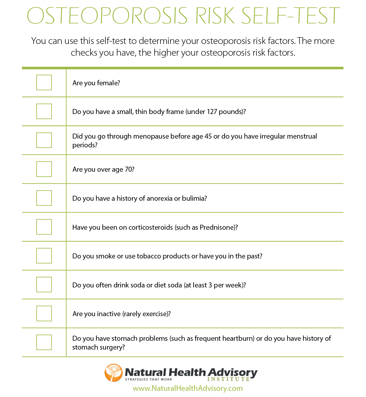 Osteoporosis Risk Self Test