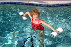 lady exercising in pool